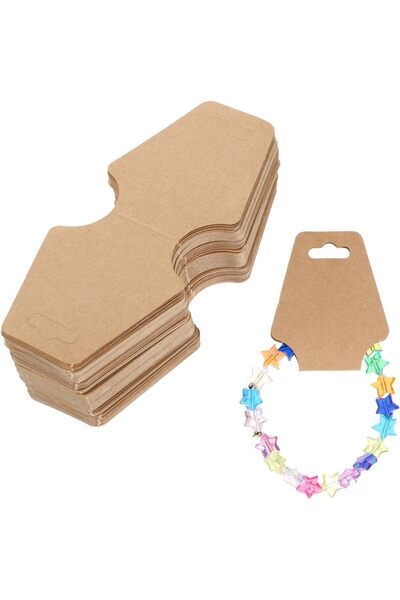 naturevo 100 Adet Kraft Takı Sergi Kartı – Bileklik & Kolye Kartı – 300 gr