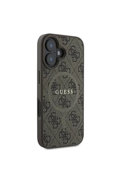 Guess Θήκη για iPhone 16, 4G Ring Classic Logo MagSafe, Καφέ