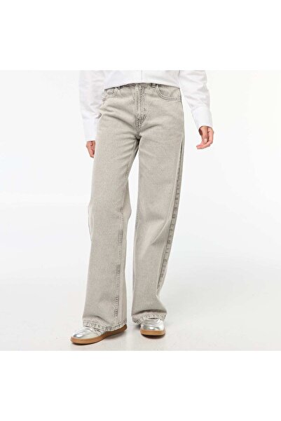 KIABI High-rise wide-leg 5-pocket jeans GREY