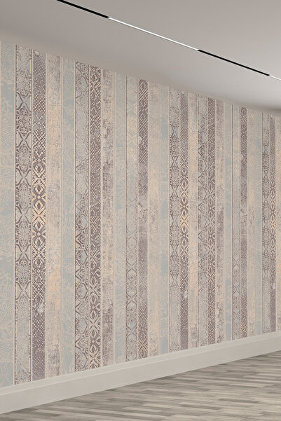 dreamwall Eskitme Osmanlı Motifli Çizgili Tekstil Duvar Kağıdı