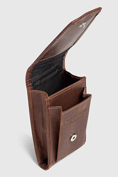 Fiyaka Ar-004 Genuine Leather Cigarette Case Crazy Brown