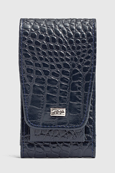 Fiyaka Ar-004 Genuine Leather Cigarette Case Croco Dark Blue