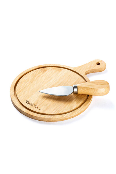 Tantitoni Bamboo Cheese Cutting Board and Knife Set 19.5X14Cm