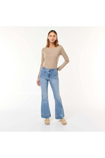 KIABI High-Waisted Flare/Bootcut Jeans BLUE