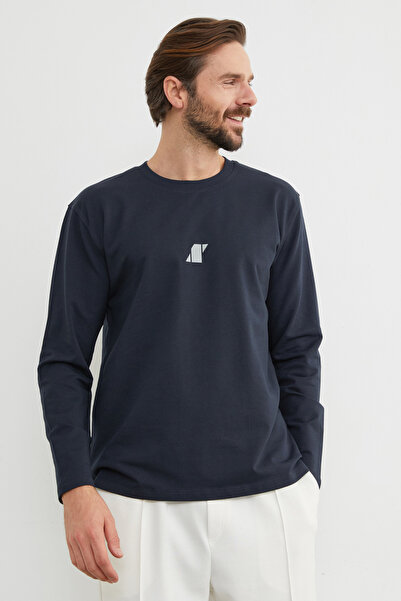 Fulla Moda Baskılı Bisiklet Yaka Sweatshirt