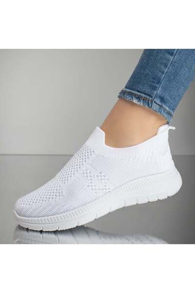 Modlet.ro Espadrile sport albe pentru femei cu talpă groasă MOD13238