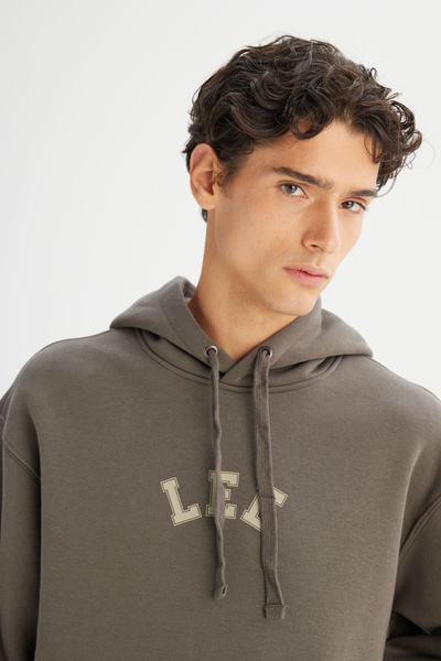 Lee Cotton Regular Fit Regular Cut Hooded Sweatshirt with Fleece Inside