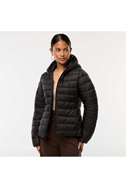 KIABI Lightweight Hooded Padded Jacket BLACK