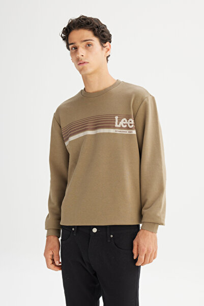 Lee Φούτερ με κανονική εφαρμογή και κομμένη εφαρμογή με λαιμόκοψη με στάμπα χακί