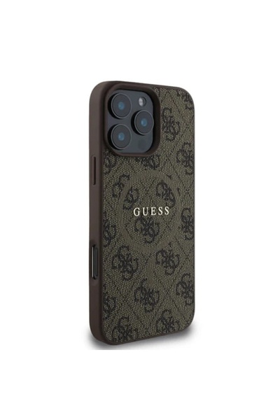 Guess Case for iPhone 16 Pro Max, 4G Ring Classic Logo MagSafe, Brown