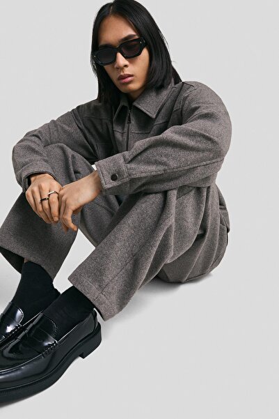 Bershka Balloon-fit flannel trousers