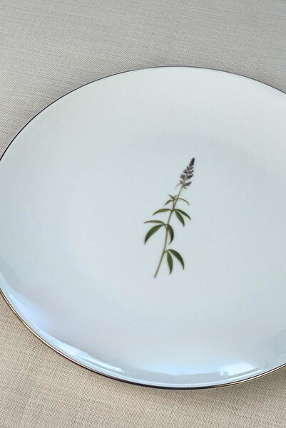 tabakevi Tabak Evi Porcelain Natura Mixed Gold Gilded Serving Plate 24.50cm Set of 6