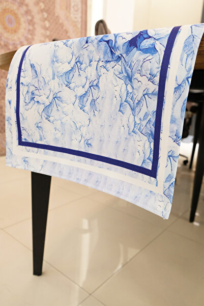 DEKOMOD 40X140Cm Woven Stain Resistant Printed Thai Feather Fabric Table Cloth Decorative Runner Washable