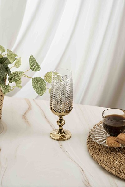 crystalhome 6-Pack Gold Fishbone Crystal Coffee Side Dish 180ml