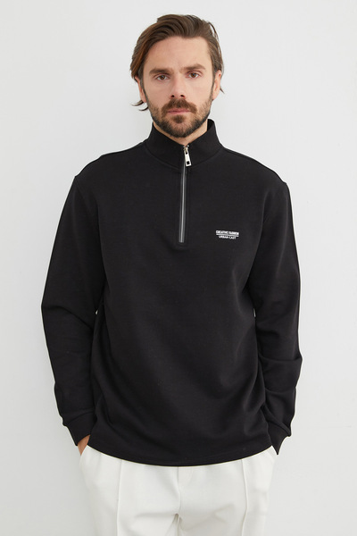 Fulla Moda Φούτερ με στάμπα με μισό φερμουάρ γιακά