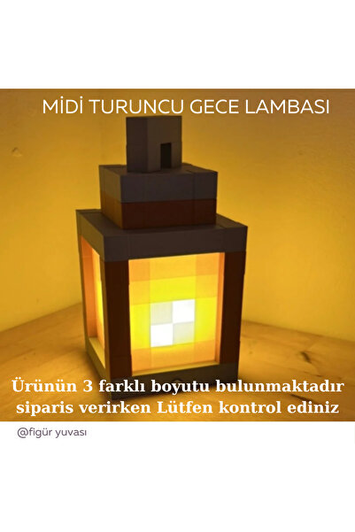 mse store Minecraft temalı Midi turuncu gece lambası -Figür yuvası