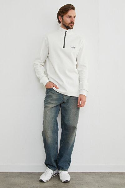 Fulla Moda Φούτερ με στάμπα με μισό φερμουάρ γιακά