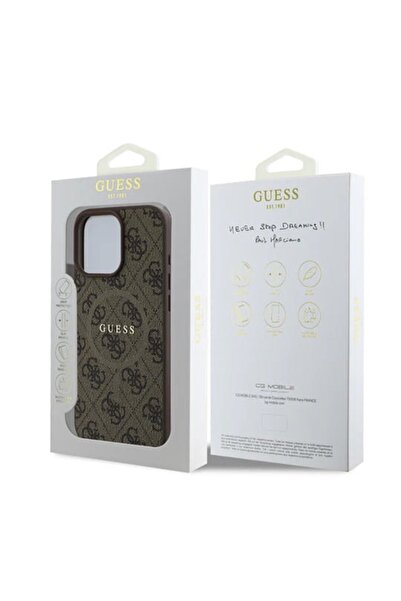 Guess Carcasă pentru iPhone 16 Pro Max, 4G Ring Classic Logo MagSafe, maro