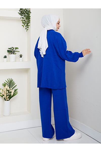 FERHEL Women's Balloon Sleeve Steel Mesh Tunic and Pants Two-Piece Set