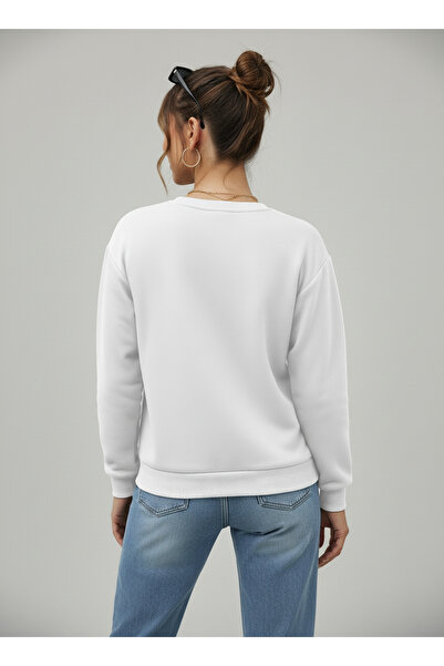 uyguntarz Unisex Classical Printed Oversize Crew Neck Sweatshirt