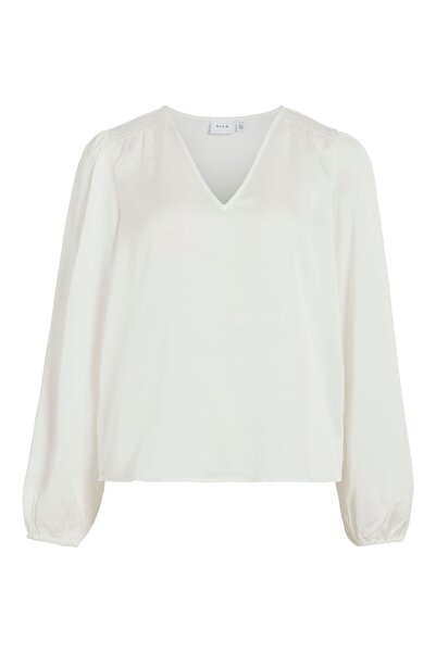 VILA Oberteil mit langen Ärmeln VIELLETTE V-Ausschnitt