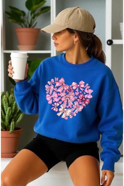 ArtYus Transfer frontal cu panglică cu inimă cu mânecă lungă unisex cu imprim...