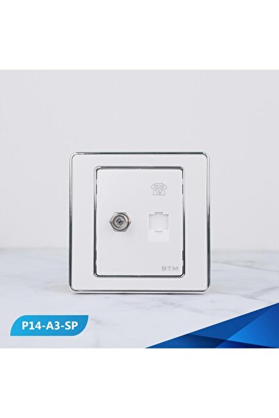 Btm PREAL Phone Port and TV Socket, Silver - 3 Pieces