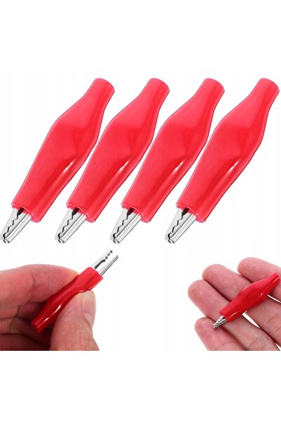 Rosfix Set Clești Tip Crocodil 35mm | Izolați Cauciuc | 4 Bucăți Roșii