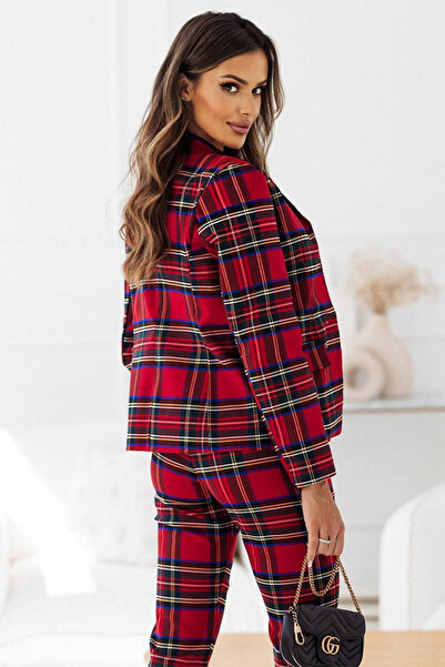 FashionForYou Costum elegant Nina, cu sacou, pantaloni tip pana si imprimeu i...