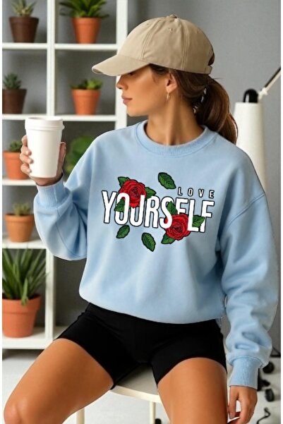 ArtYus Унисекс дълъг ръкав Yourself Rose Front Transfer Printed Cycling Colla...