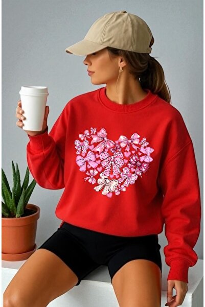 ArtYus Transfer frontal cu panglică cu inimă cu mânecă lungă unisex cu imprim...