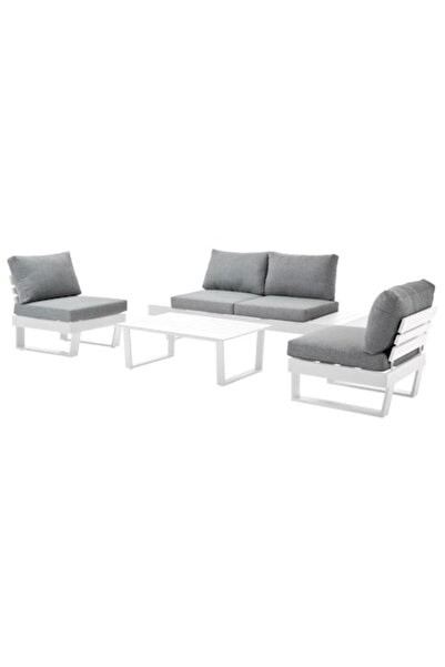 Maison Mex Set 4 piese gradina/terasa, ALORA, alb/gri