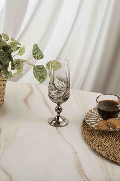 crystalhome 6-Piece Silver Leaf Crystal Coffee Side Dish 180ml