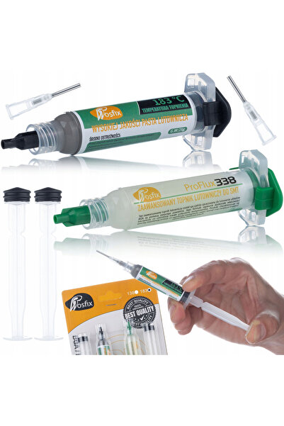 Rosfix Set Pastă de Lipit ProFlux 338 + Cositor 183°C | 2x Piston, 2x Ac