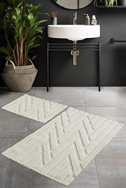 Pierre Cardin Ierre Cardin Cotton Bath Mat Set Twist Cream