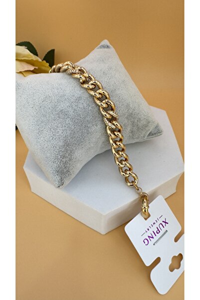 XUPING JEWELRY سوار سلسلة بتصميم مجوهرات من حجر الزركون مطلي بالذهب الوردي