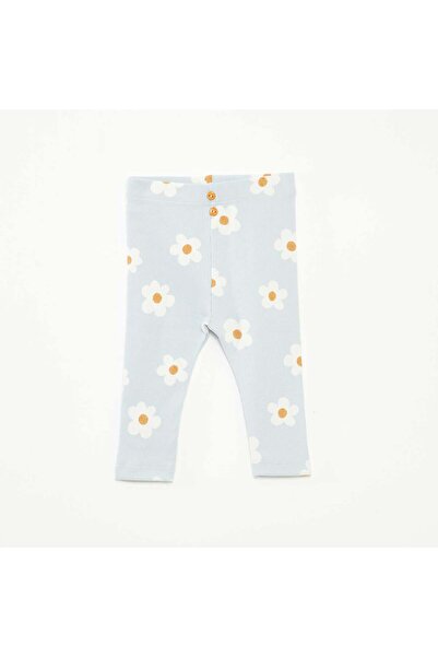 KIABI بنطال طويل منقوش ومضلع باللون الأزرق