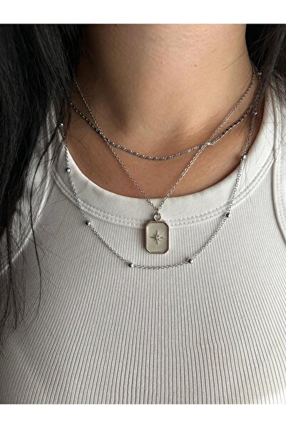 Fiamoss قلادة نسائية مكونة من 3 قطع بتفاصيل نجمة القطب