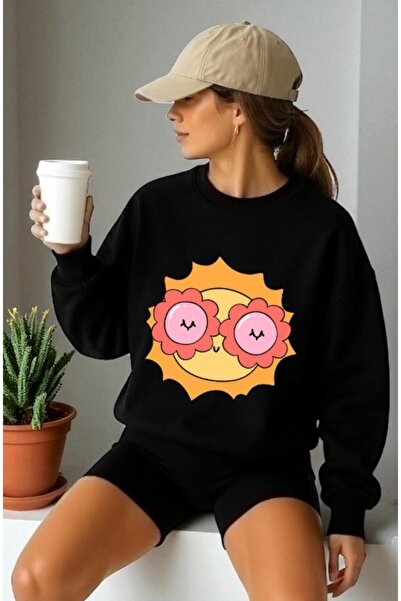 ArtYus Φούτερ Unisex με μακριά μανίκια Cute Sun Front Transfer με τύπωμα με λ...