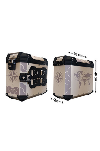 GP KOMPOZİT DSN02 Universal 40 lt x 2 Desenli Alüminyum Motosiklet Yan Çanta Seti