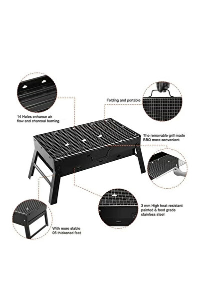 Cady One Portable Charcoal Grill for Barbecues Black 20x35x27cm