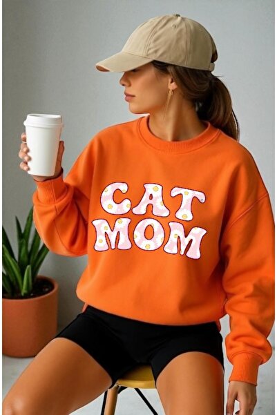 ArtYus سويت شيرت للجنسين بأكمام طويلة مطبوع عليه Cat Mom Front Transfer وياقة...