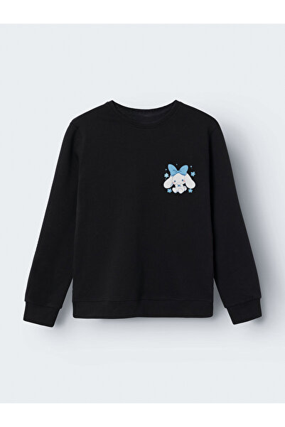 MODA Παιδικό φούτερ με κουκούλα Cinnamoroll με στάμπα και μαύρο λαιμόκοψη
