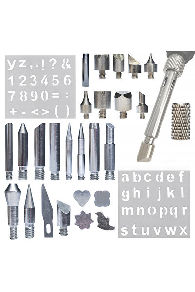 Rosfix Set Pirogravură 30 Piese | 27 Groturi M4 + Adapter 900M + Șabloane