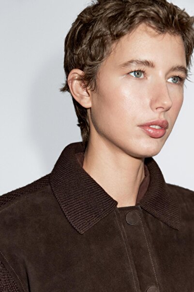 Massimo Dutti Kontrast triko ve koyun derisi ceket