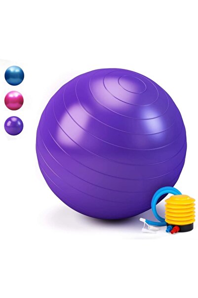 SKY TOUCH كرة اليوجا SKY-TOUCH المضادة للانفجار، كرة تمرين مع مضخة هواء سميكة وكرة توازن ثابتة للياقة البدنية