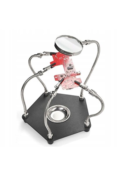 Rosfix Suport Montaj cu Lupă 3X | 5 Brațe Flexibile, Bază Metalică 685g