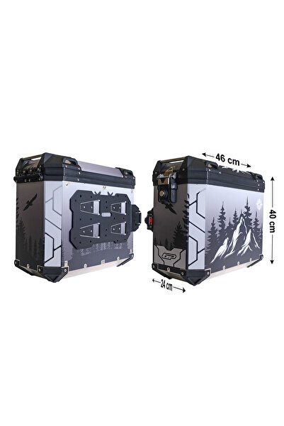 GP KOMPOZİT DSN05 Universal 40 lt x 2 Desenli Alüminyum Motosiklet Yan Çanta ...