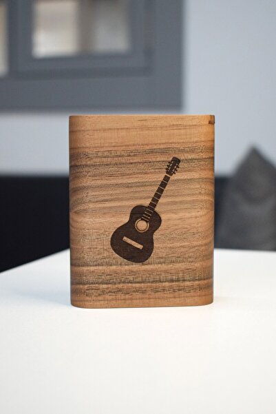 Artus Mobilya ve Dekorasyon Ahşap Slide Kapaklı Gitar Desenli Kısa Sigara Tab...