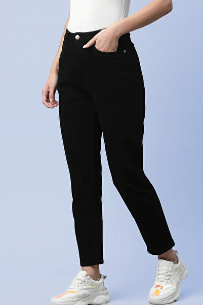 Geppetto A100054544 Women's Black High Waist Mom Lycra Jeans